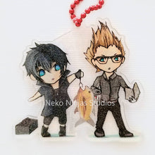 Load image into Gallery viewer, 2&quot; Glitter Acrylic Final Fantasy XV Noctis &amp; Friend Camping Charm
