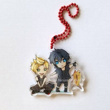Load image into Gallery viewer, 2&quot; Glitter Acrylic Final Fantasy XV Noctis &amp; Friend Camping Charm
